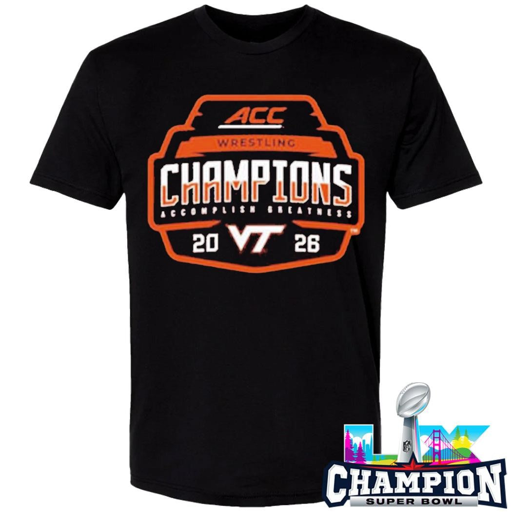 Virginia Tech Hokies Champions 2026 Acc Men’s Wrestling Tournament Logo Shirt