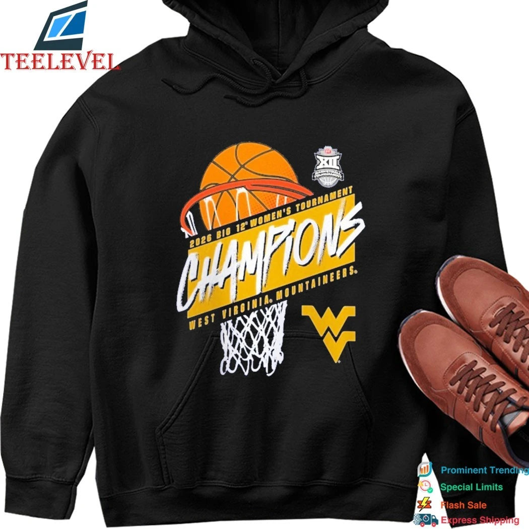 West Virginia Mountaineers 2026 Big 12 Women’s Basketball Tournament Champions Shirts