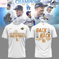 Back To Back Los Angeles Dodgers 2025 World Series 3D T-Shirt – White