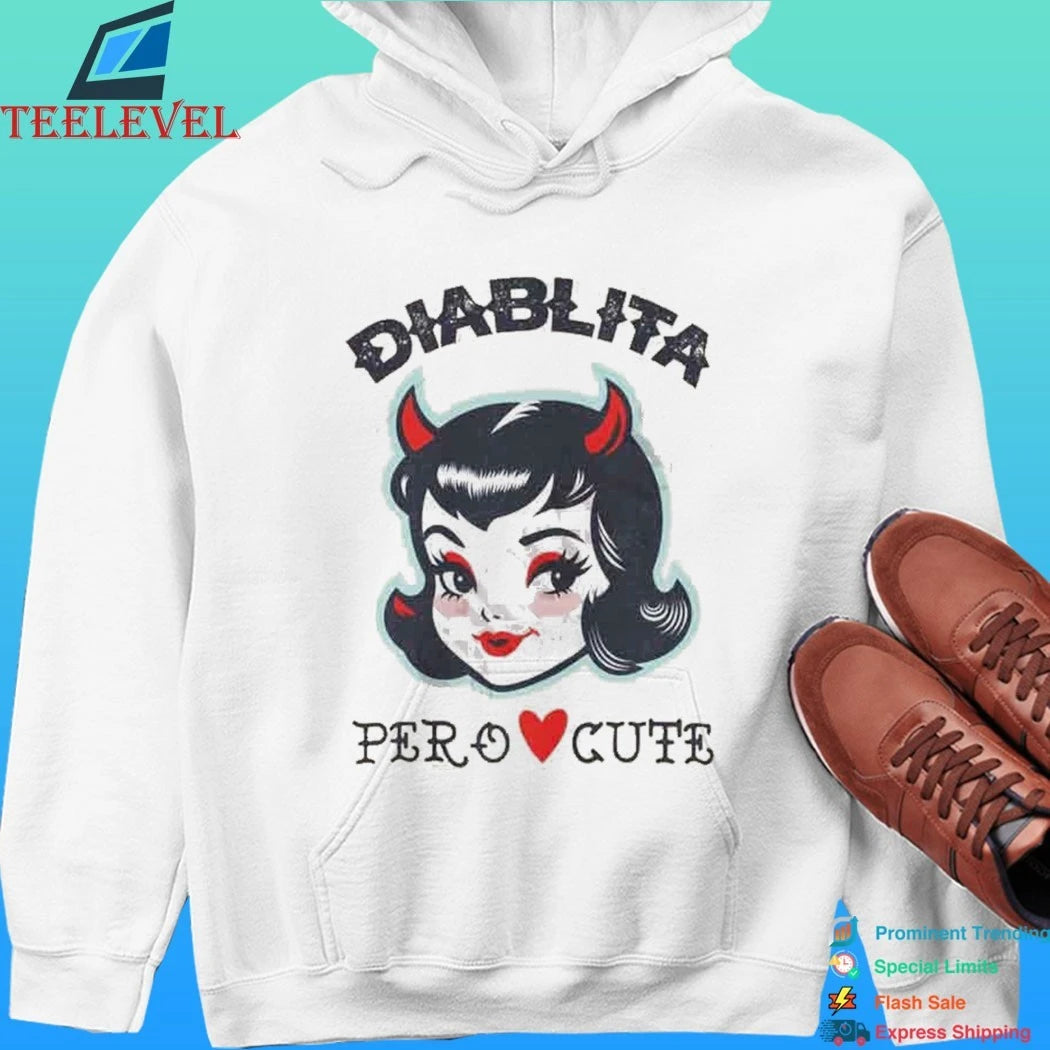 Diablita Pero Cute Little Devil But Cute Ringer Retro Devil Girl And Latina Humor Shirt
