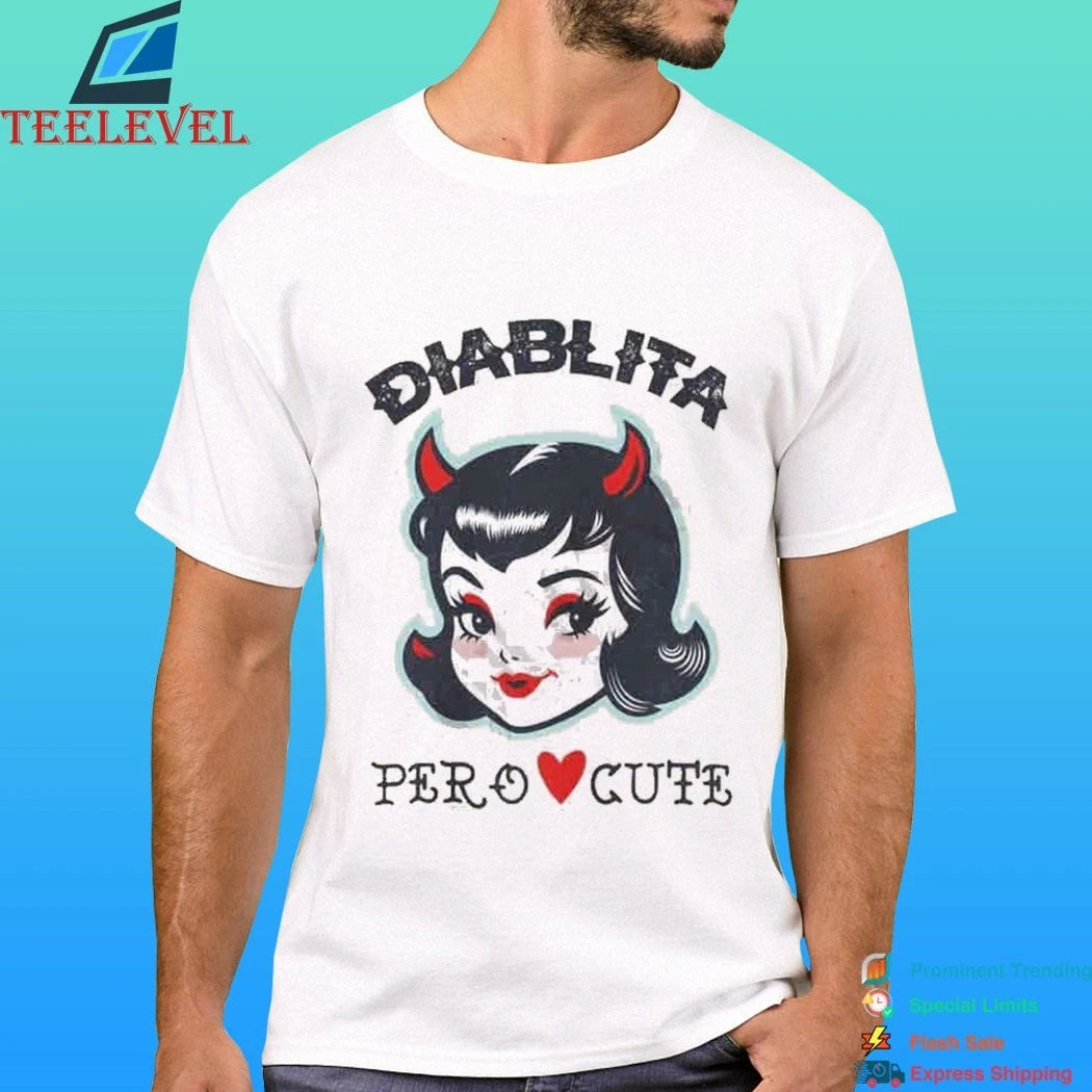 Diablita Pero Cute Little Devil But Cute Ringer Retro Devil Girl And Latina Humor Shirt