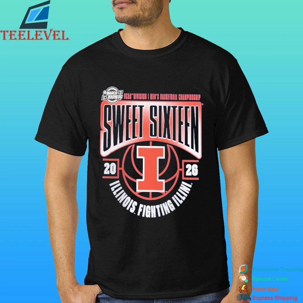 Illinois Fighting Illini 2026 Ncaa Men’s Basketball Tournament March Madness Sweet 16 Shirt