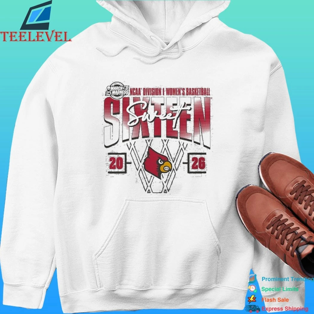 Louisville Cardinals 2026 Ncaa Women’s Basketball Tournament March Madness Sweet 16 Court Shot Shirt