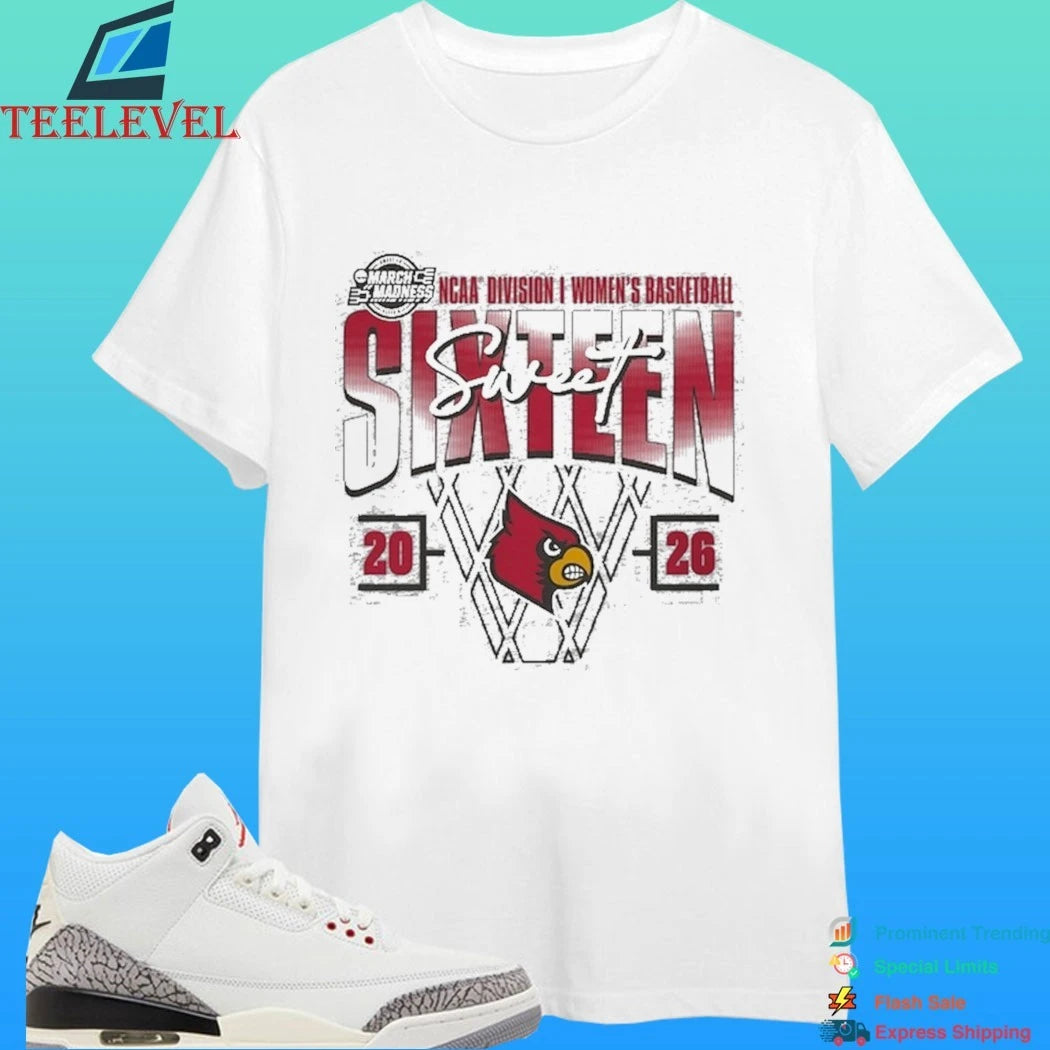 Louisville Cardinals 2026 Ncaa Women’s Basketball Tournament March Madness Sweet 16 Court Shot Shirt