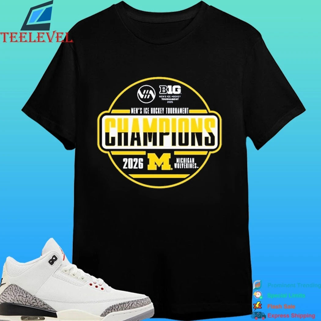 Michigan Wolverines 2026 Big Ten Men’s Ice Hockey Tournament Champions Locker Room Shirt