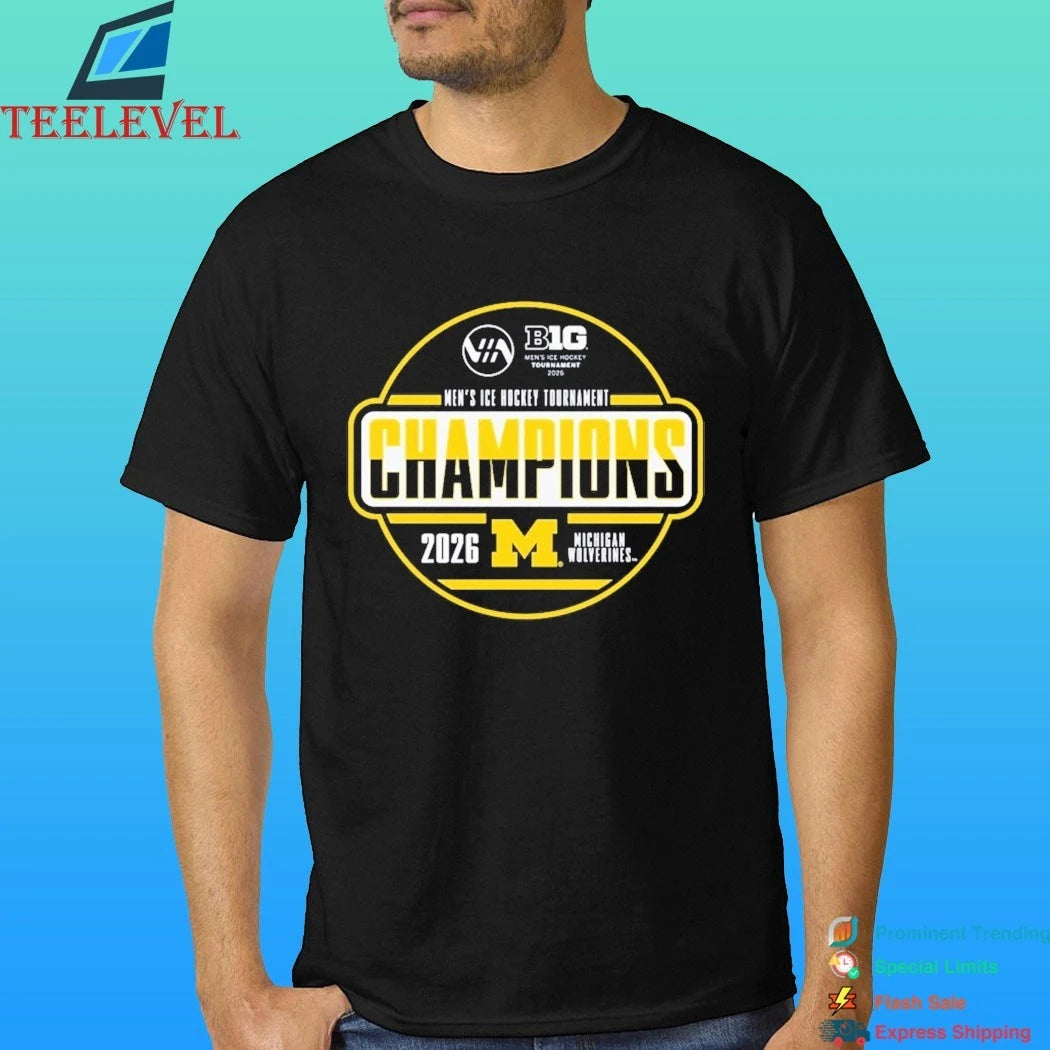 Michigan Wolverines 2026 Big Ten Men’s Ice Hockey Tournament Champions Locker Room Shirt