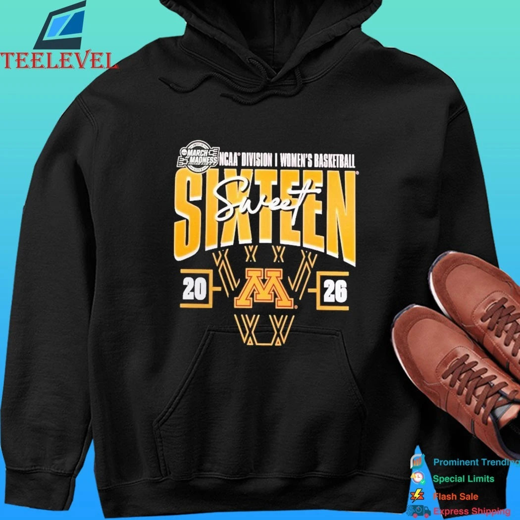 Minnesota Golden Gophers 2026 Ncaa Women’s Basketball Tournament March Madness Sweet 16 Court Shot Shirt