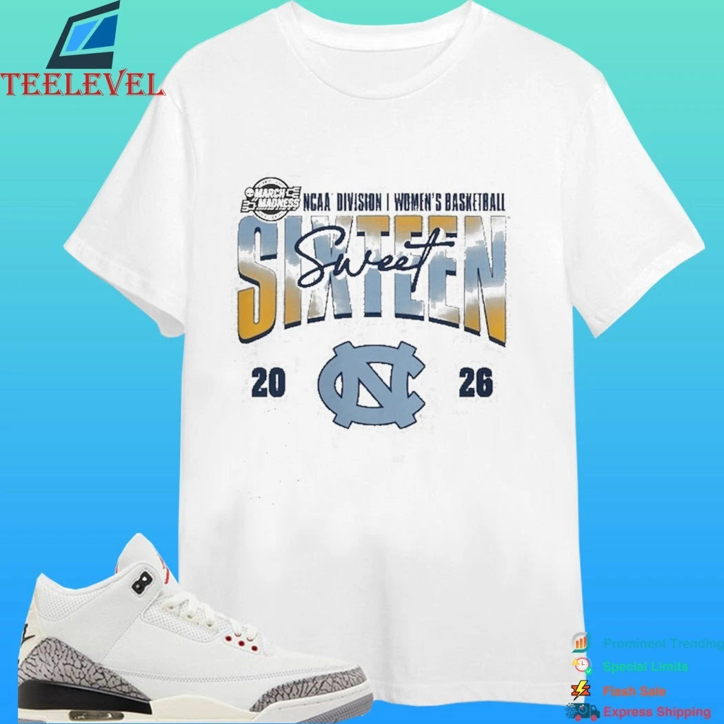 North Carolina Tar Heels 2026 Ncaa Women’s Basketball Tournament March Madness Sweet 16 Court Shot Shirt