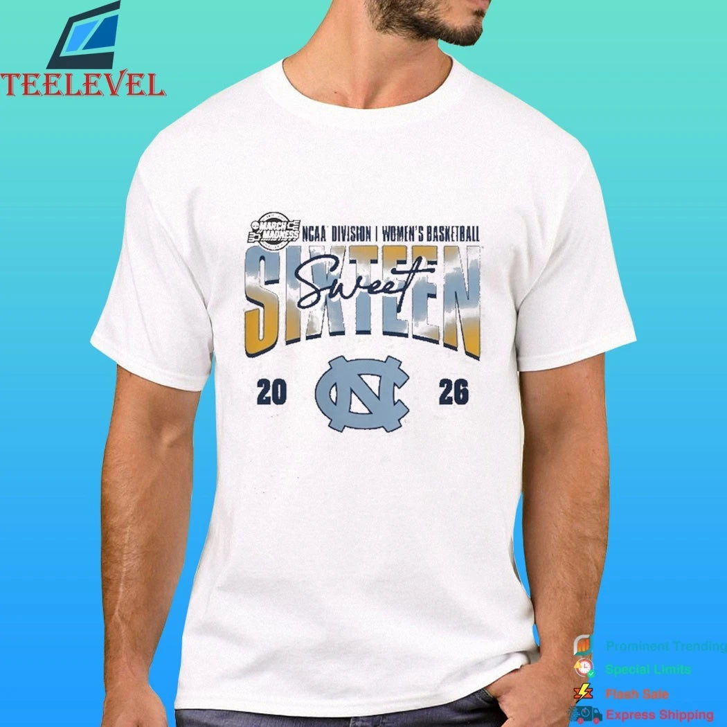 North Carolina Tar Heels 2026 Ncaa Women’s Basketball Tournament March Madness Sweet 16 Court Shot Shirt