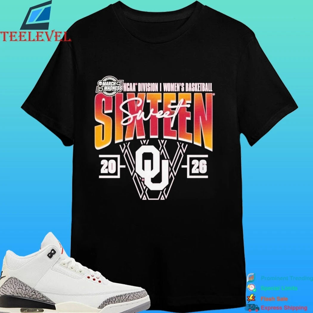 Oklahoma Sooners 2026 Ncaa Women’s Basketball Tournament March Madness Sweet 16 Court Shot Shirt
