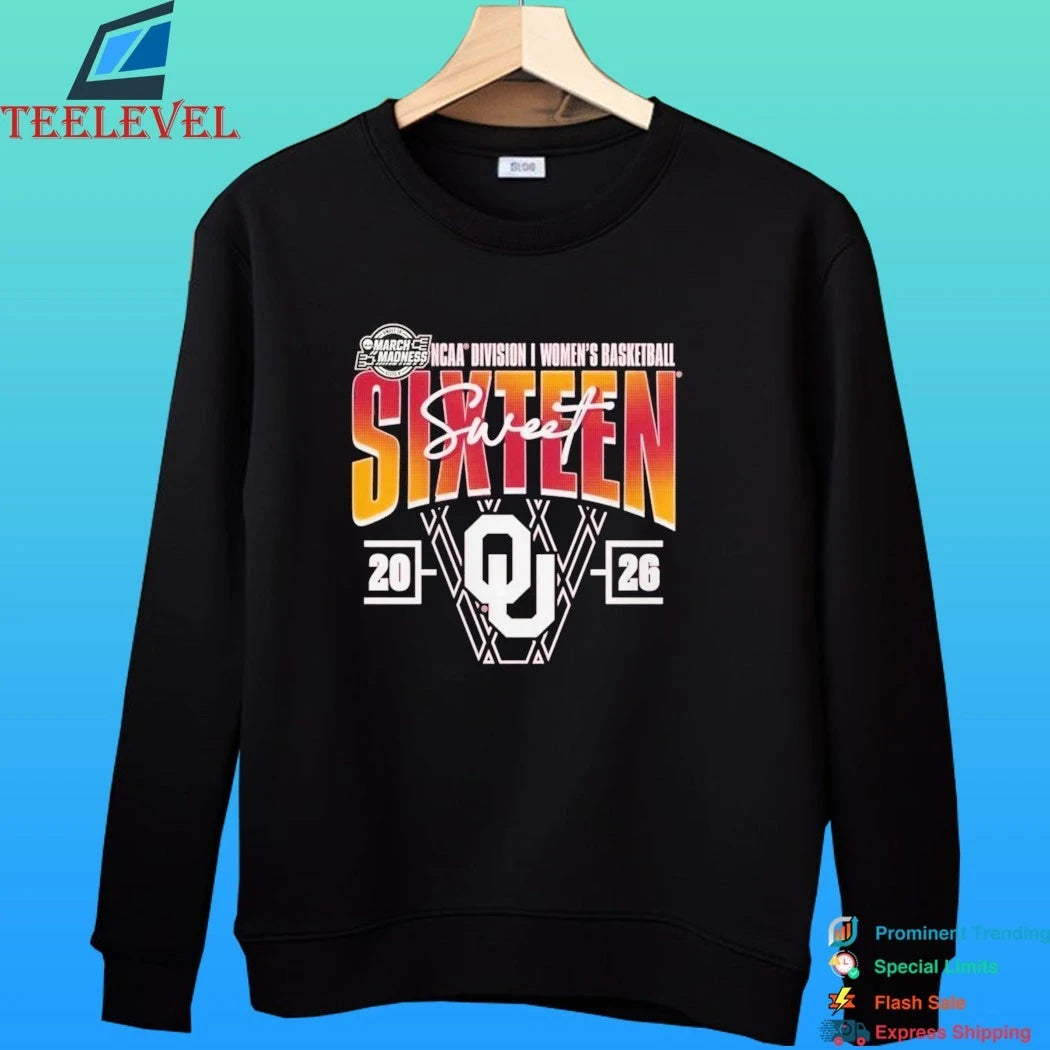 Oklahoma Sooners 2026 Ncaa Women’s Basketball Tournament March Madness Sweet 16 Court Shot Shirt