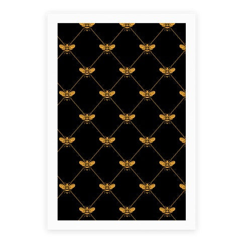 Regal Golden Honeybee Pattern Poster
