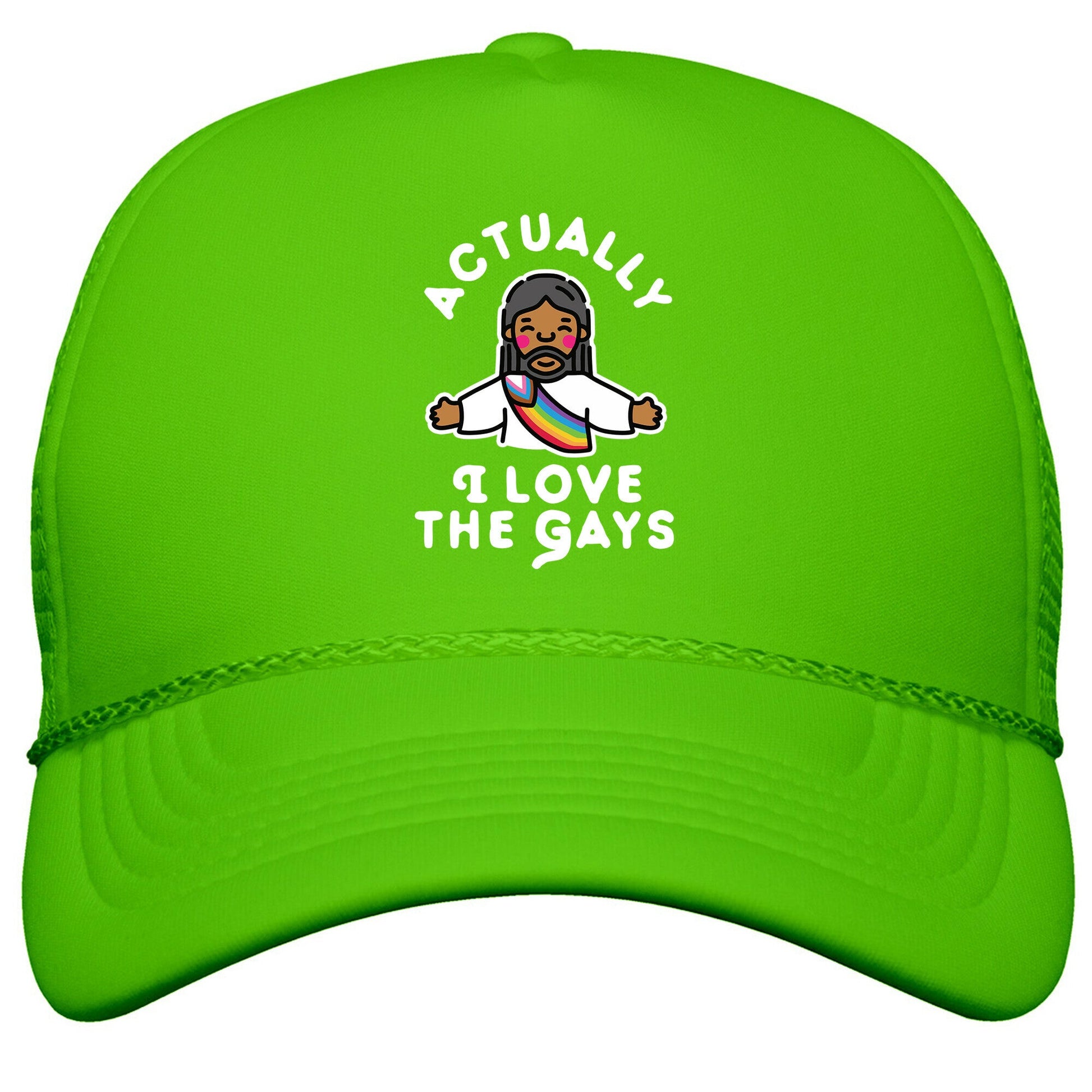 Actually, I Love The Gays \(Brown Jesus\) Snapback Trucker Hat
