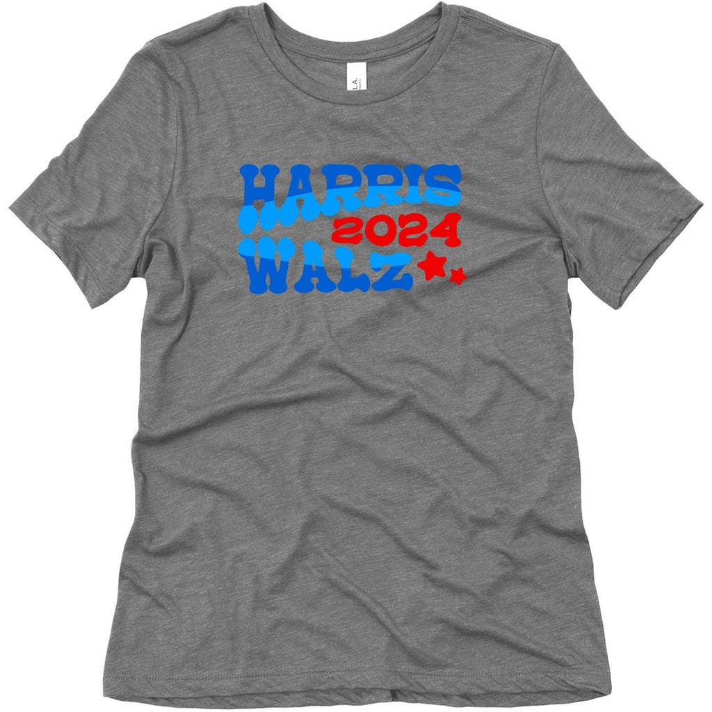 Harris Walz 2024 Retro Text Womens Triblend Tee