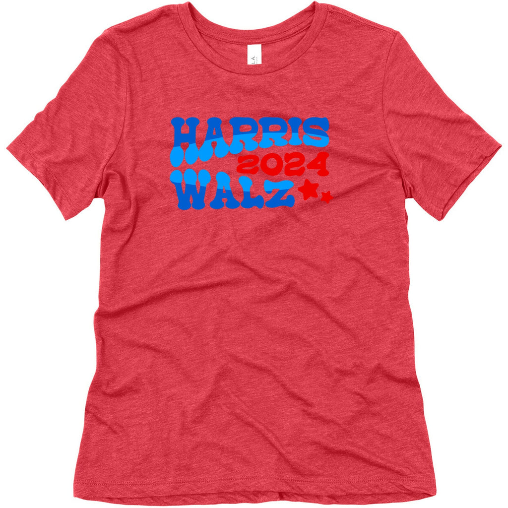 Harris Walz 2024 Retro Text Womens Triblend Tee