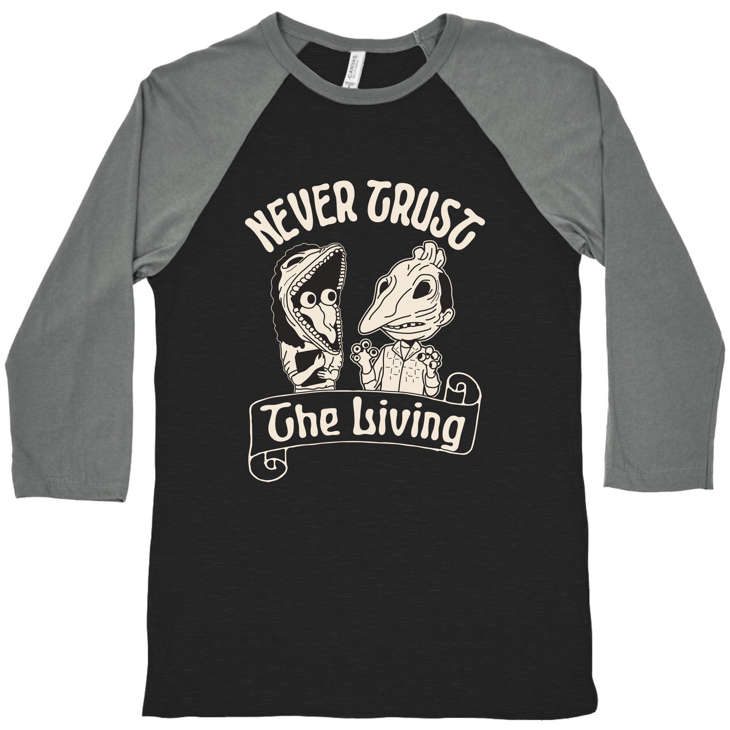 Beetlejuice Never Trust The Living Baseball Tee