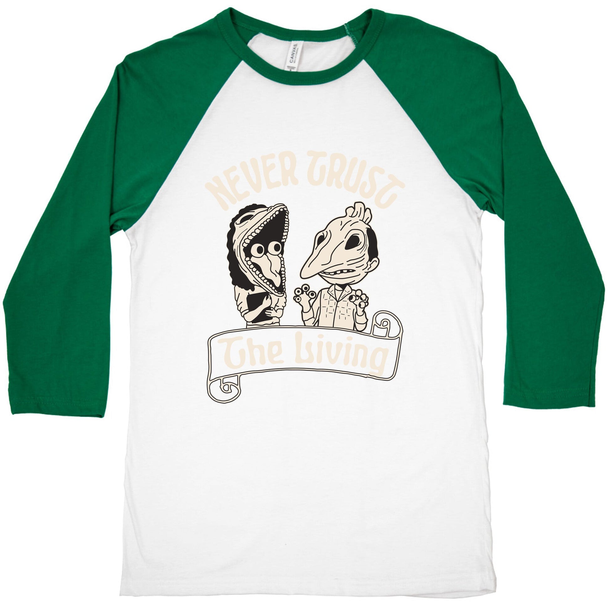 Beetlejuice Never Trust The Living Baseball Tee