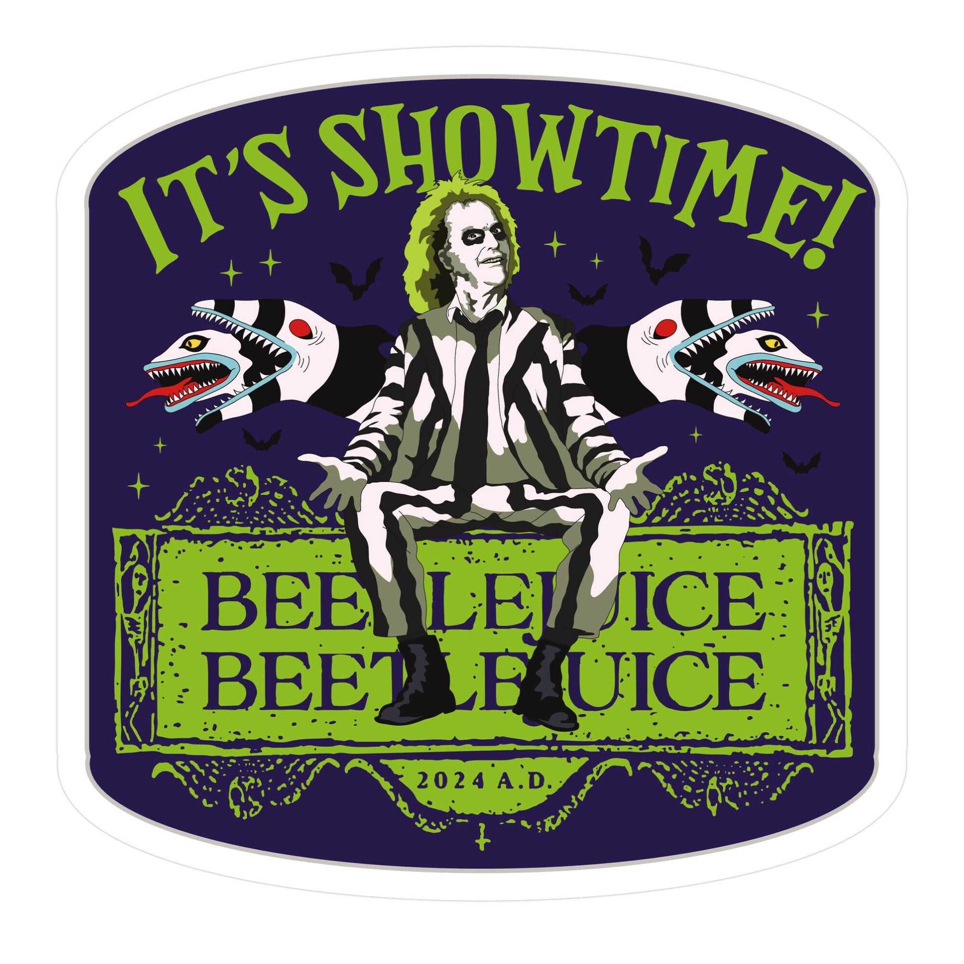 Beetlejuice Its Showtime Sticker