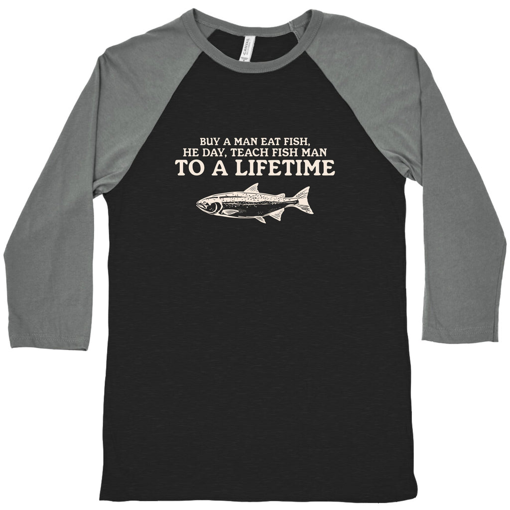 Buy A Man Eat Fish Baseball Tee