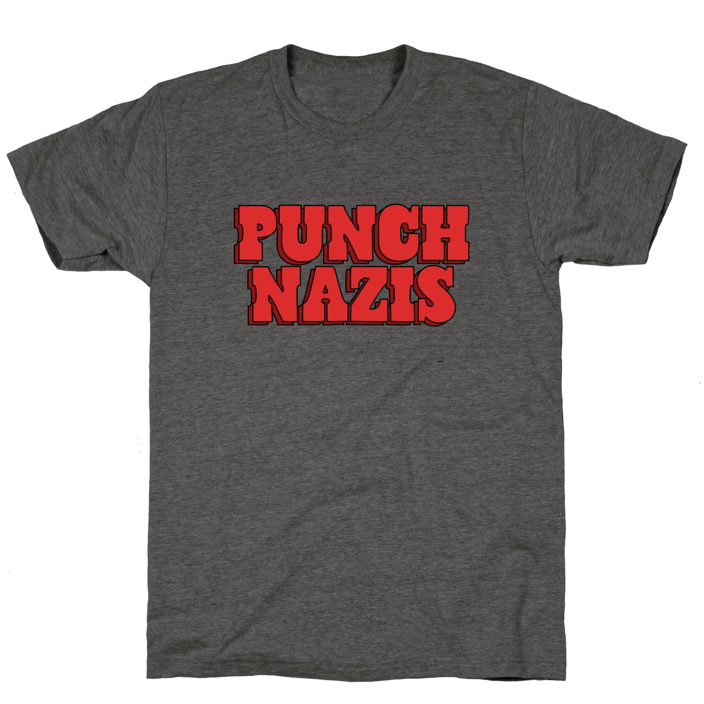 Punch Nazis Red Text Unisex Triblend Tee