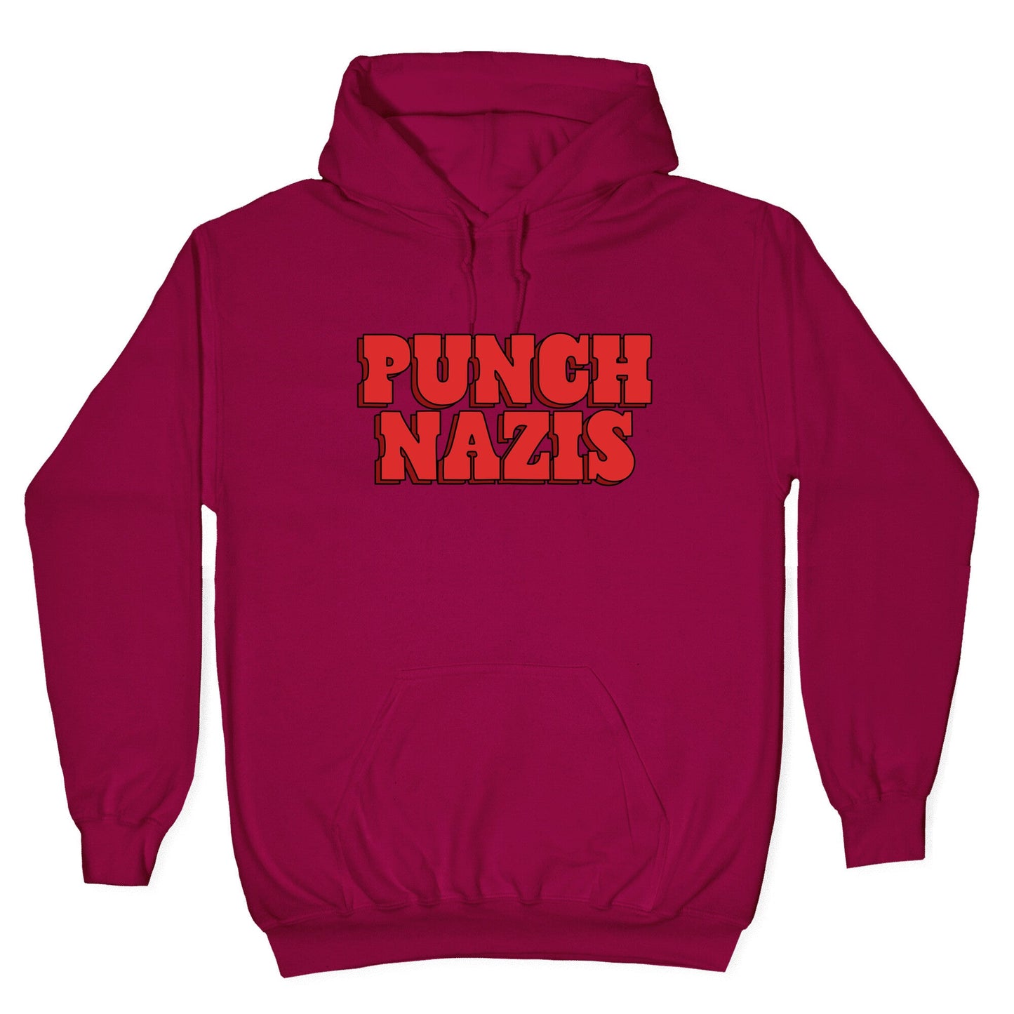 Punch Nazis Red Text Hoodie