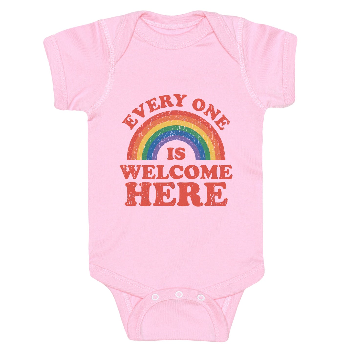 Everyone Is Welcome Here Rainbow Baby One-Piece