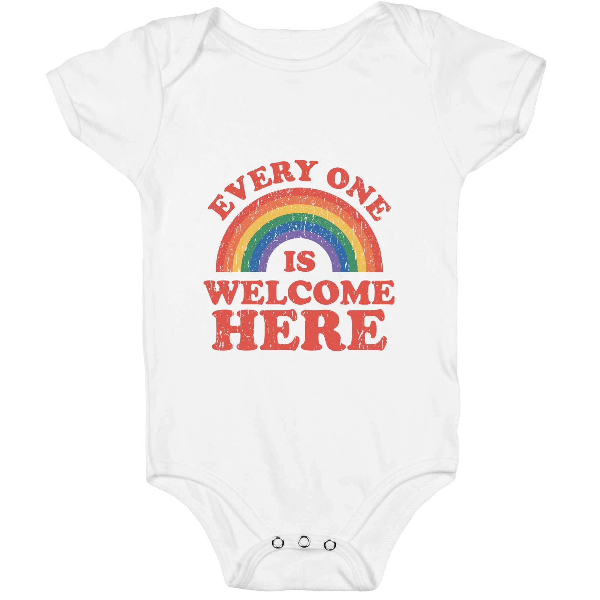 Everyone Is Welcome Here Rainbow Baby One-Piece