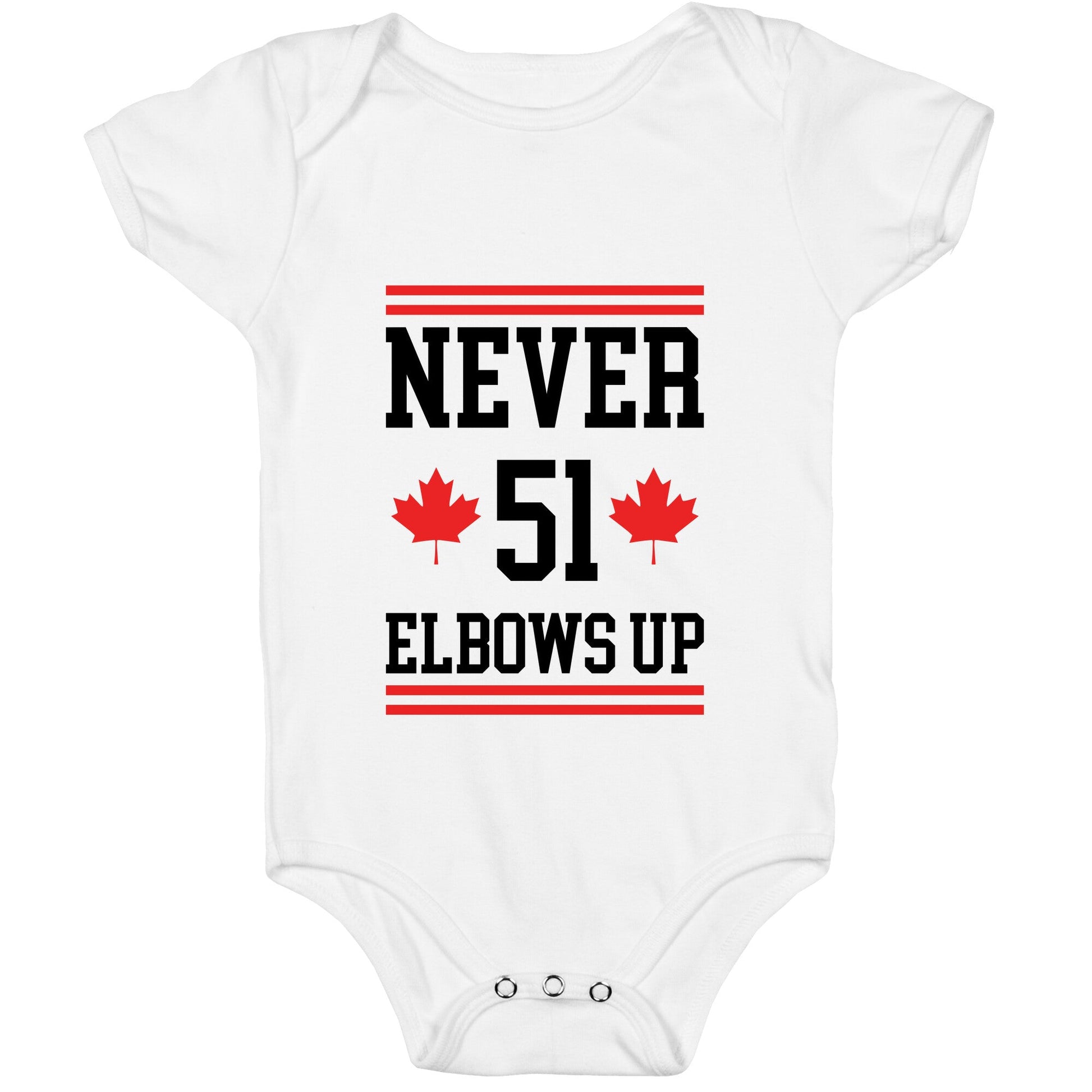 Elbows Up Never 51 Baby One-Piece