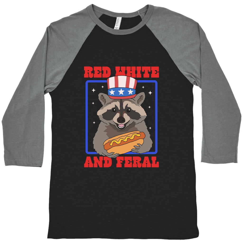 Red White And Feral Baseball Tee