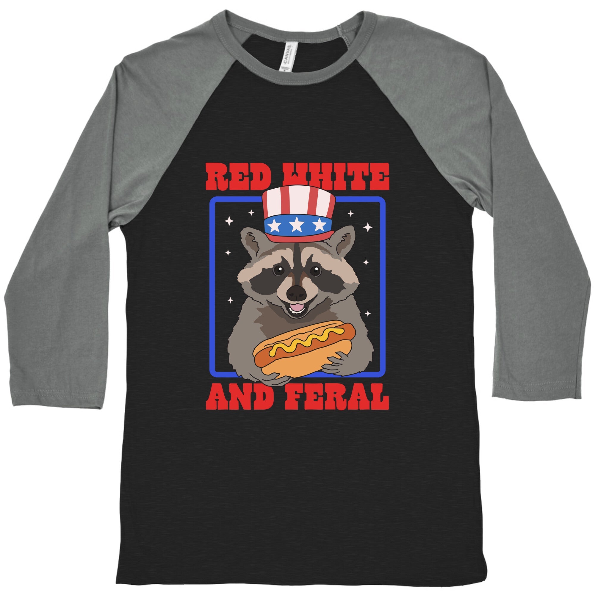 Red White And Feral Baseball Tee