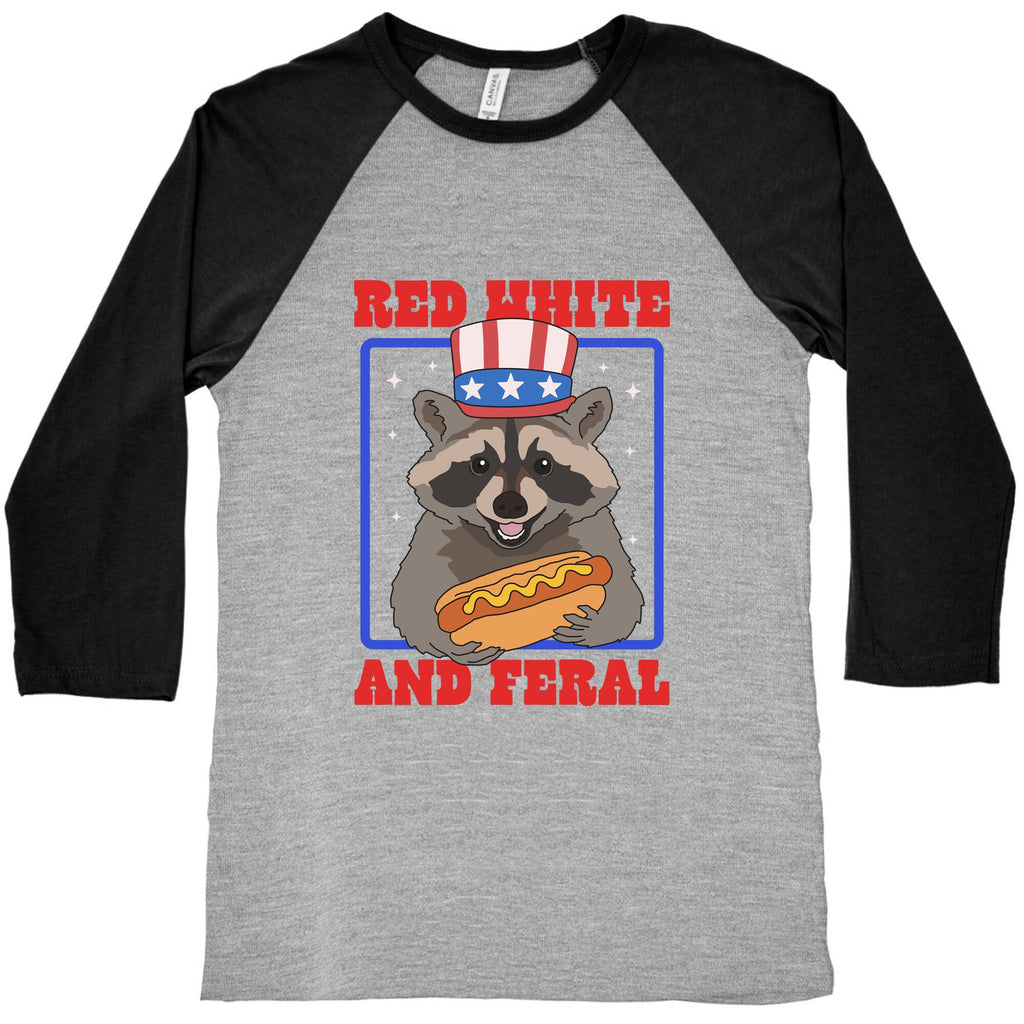 Red White And Feral Baseball Tee