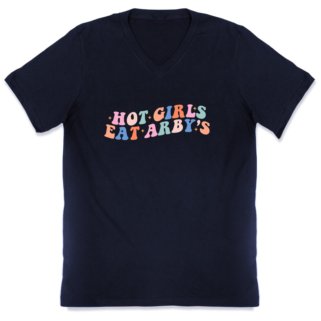 Hot Girls Eat Arbys Retro V-Neck