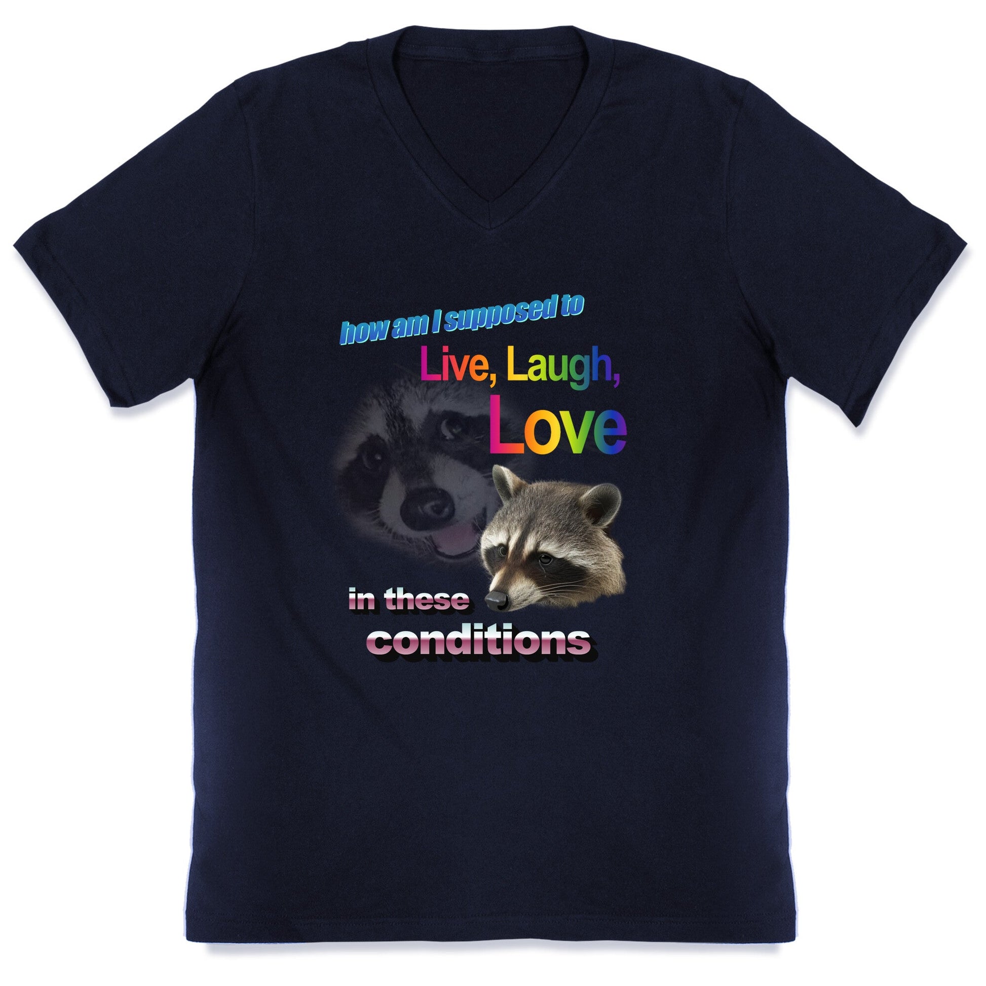 Live Laugh Love Raccoon V-Neck