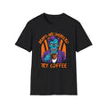 Brains are overrated, try coffee, Humorous Coffee T-Shirt, zombie coffee