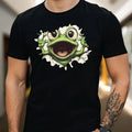 Men's Cartoon Frog Motif Cotton T-Shirt Size XS to 5XL