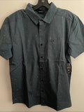 New RVCA Sport Designer Street Style Button Font Short Sleeve Shirt Size M