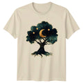 Celestial Tree Of Life Crescent Moon Womens T-Shirt Boho Celestial Nature