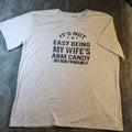 Funny  My Wifes Arm Candy Men's 2XL Gray Graphic T Shirt  Husband Tee Sarcastic