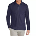 JUMP START MEN'S MODERN FIT LONG SLEEVE POLO SHIRT - SIZE: MEN L - NAVY