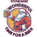Adult T-Shirt - THE MOST WONDERFUL TIME FOR A BEER - SANTA CHRISTMAS fun