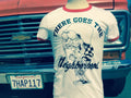 THERE GOES THE NEIGHBORHOOD RINGER T SHIRT biker punk metal patch jacket badge