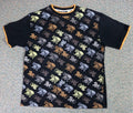 Vintage Paco Jeans Men's L All Over Print Geometric Black T-Shirt Y2K Street