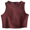 Women Round Neck Short Crop Tank Top Sleeveless Racerback Vest Basic Shirt