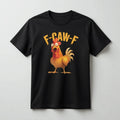 Funny Sarcastic Rooster T-Shirt - "F-CAW-F"Distressed Graphic Tee -lack & White