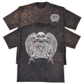 Winged Skulls Eye Unisex Mens Rust 240gsm French Terry Acid Wash T-Shirt Gothic