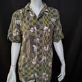 Mushroom shirt small men's 34-36 rayon graphic print short sleeve button down