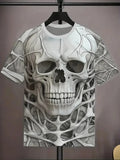 Men's Trendy Casual Short-Sleeve T-Shirt with Stylish Skull Grap- Breathable XL