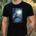 Mens Squirrel in Moonlight Motif Cotton T-Shirt Size XS to 5XL