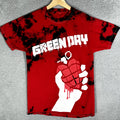 Green Day American Idiot Red & Black Tie Dye Band T Shirt Y2K Size Small