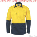 JONSSON COTTON DRILL TWO TONE YELLOW & NAVY HI VIS HI VIZ LONG SLEEVE WORK SHIRT